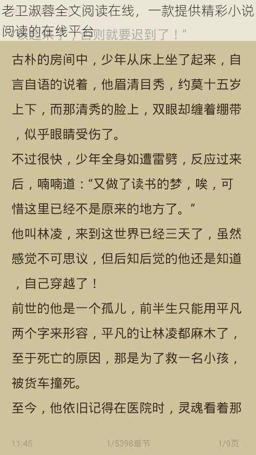 老卫淑蓉全文阅读在线，一款提供精彩小说阅读的在线平台