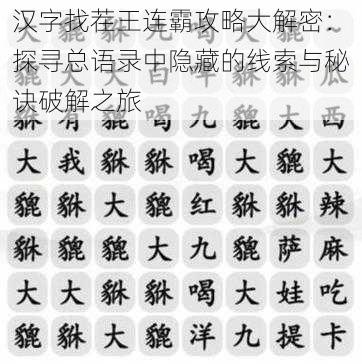 汉字找茬王连霸攻略大解密：探寻总语录中隐藏的线索与秘诀破解之旅