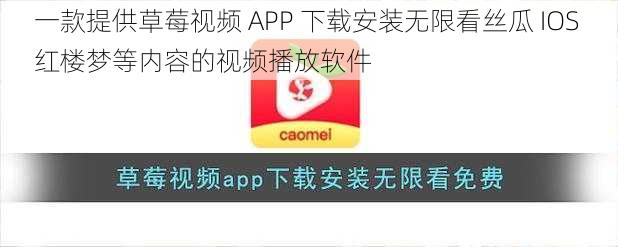 一款提供草莓视频 APP 下载安装无限看丝瓜 IOS 红楼梦等内容的视频播放软件