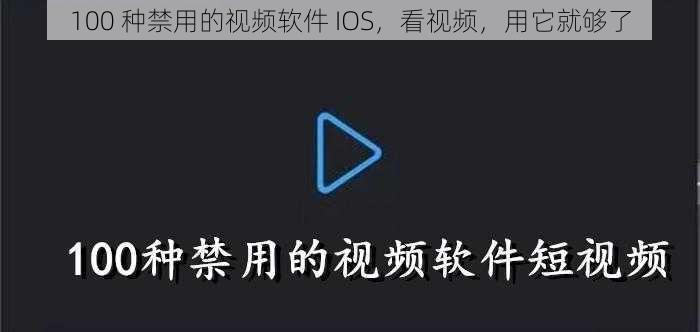 100 种禁用的视频软件 IOS，看视频，用它就够了