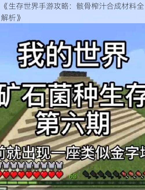 《生存世界手游攻略：骸骨榨汁合成材料全解析》