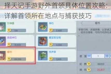 择天记手游野外首领具体位置攻略：详解首领所在地点与捕获技巧