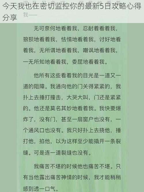 今天我也在密切监控你的最新5日攻略心得分享