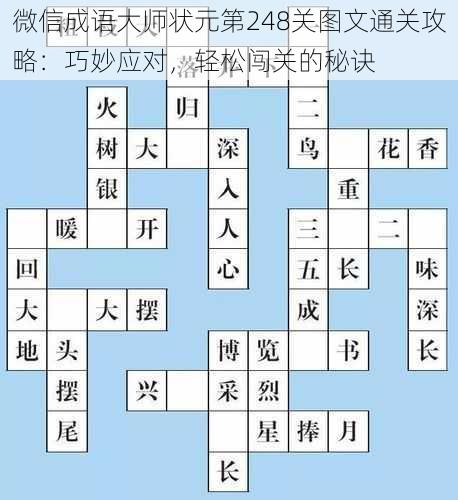 微信成语大师状元第248关图文通关攻略：巧妙应对，轻松闯关的秘诀