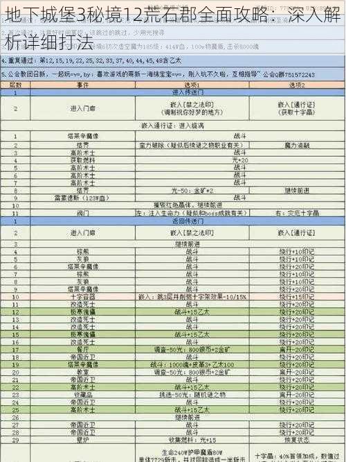 地下城堡3秘境12荒石郡全面攻略：深入解析详细打法