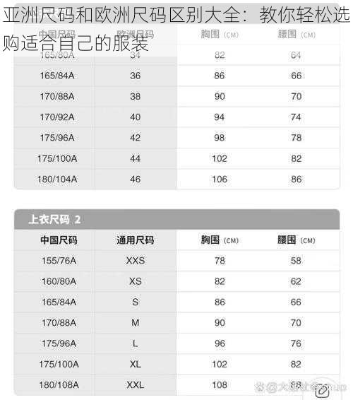 亚洲尺码和欧洲尺码区别大全：教你轻松选购适合自己的服装