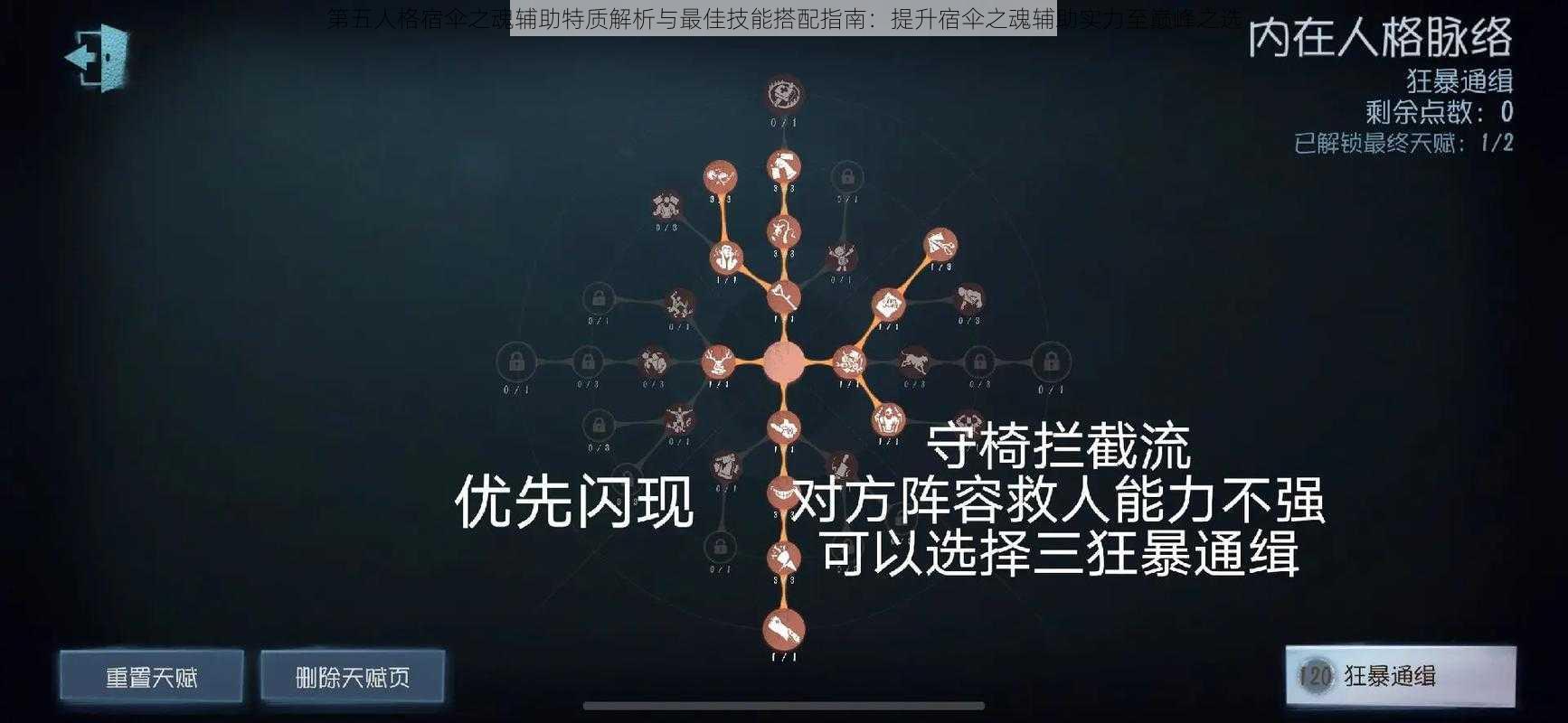 第五人格宿伞之魂辅助特质解析与最佳技能搭配指南：提升宿伞之魂辅助实力至巅峰之选