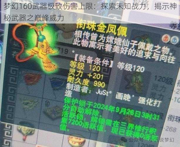 梦幻160武器极致伤害上限：探索未知战力，揭示神秘武器之巅峰威力