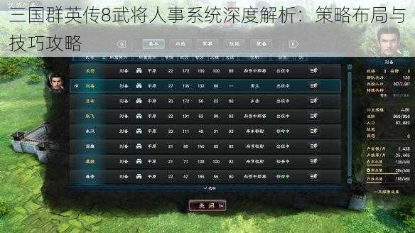 三国群英传8武将人事系统深度解析：策略布局与技巧攻略