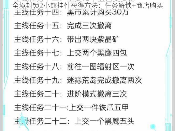 全境封锁2小熊挂件获得方法：任务解锁+商店购买