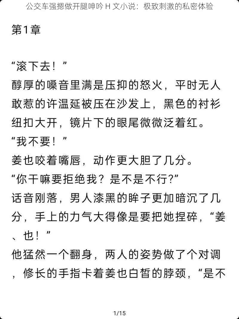 公交车强摁做开腿呻吟 H 文小说：极致刺激的私密体验