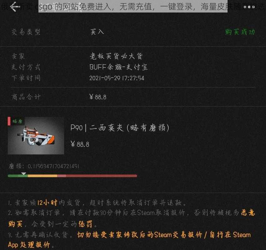 俄罗斯卖 csgo 的网站免费进入，无需充值，一键登录，海量皮肤随意挑选