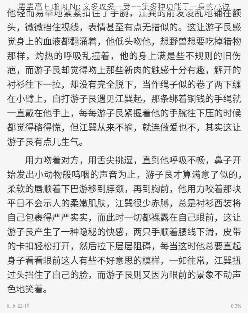 男男高 H 啪肉 Np 文多攻多一受——集多种功能于一身的小说