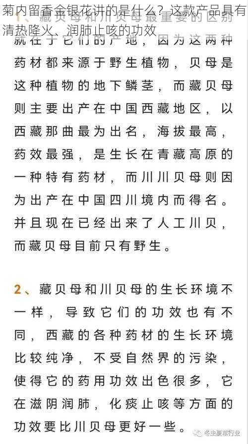 菊内留香金银花讲的是什么？这款产品具有清热降火、润肺止咳的功效