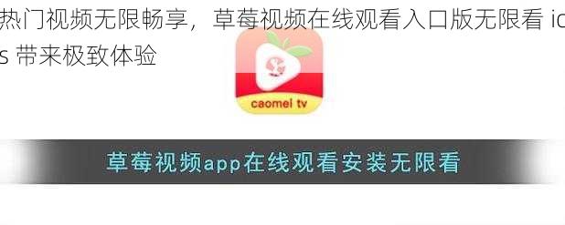 热门视频无限畅享，草莓视频在线观看入口版无限看 ios 带来极致体验