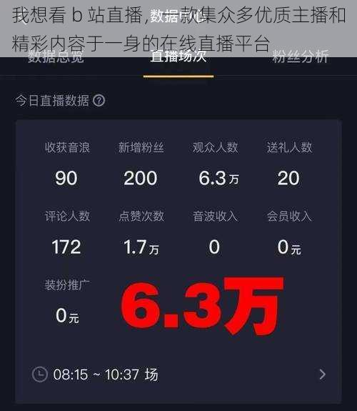 我想看 b 站直播，一款集众多优质主播和精彩内容于一身的在线直播平台