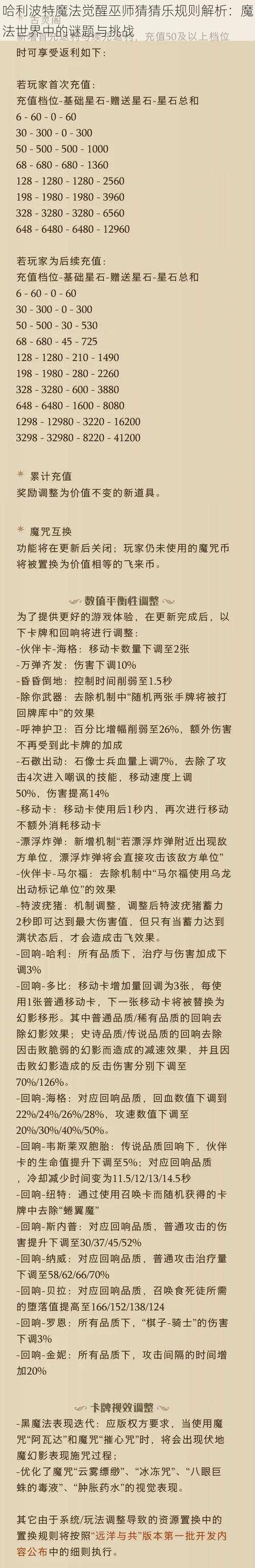 哈利波特魔法觉醒巫师猜猜乐规则解析：魔法世界中的谜题与挑战