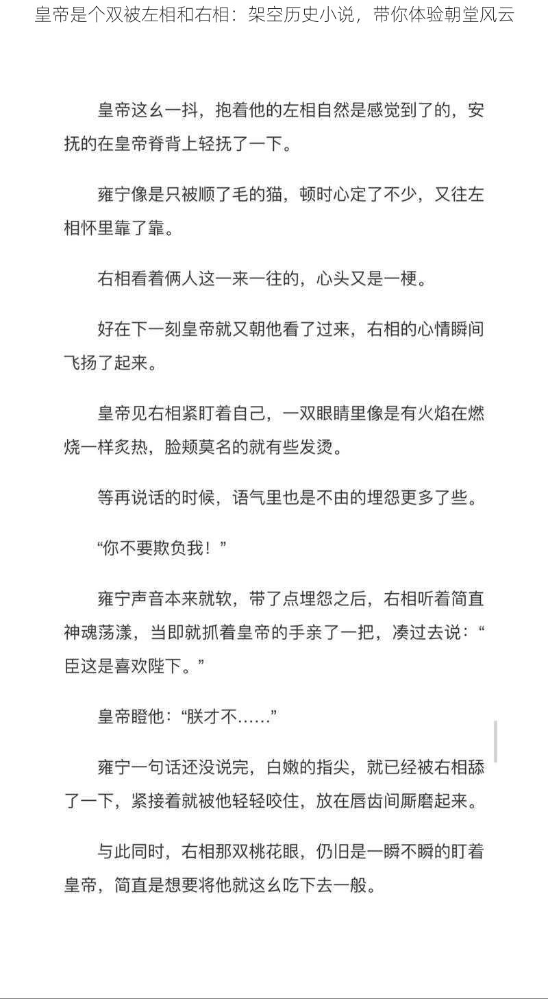 皇帝是个双被左相和右相：架空历史小说，带你体验朝堂风云