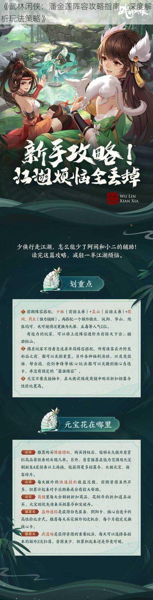 《武林闲侠：潘金莲阵容攻略指南，深度解析玩法策略》