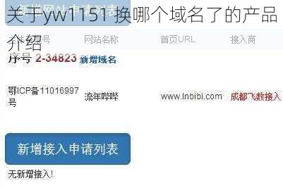 关于yw1151 换哪个域名了的产品介绍