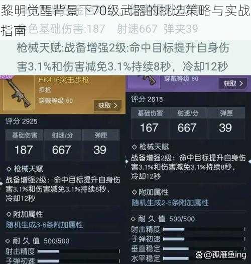 黎明觉醒背景下70级武器的挑选策略与实战指南