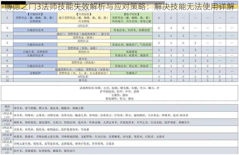 博德之门3法师技能失效解析与应对策略：解决技能无法使用详解