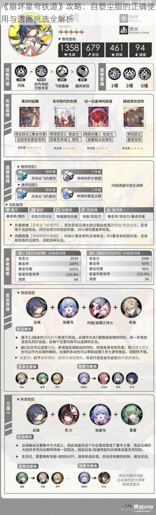 《崩坏星穹铁道》攻略：自塑尘脂的正确使用与遗器挑选全解析